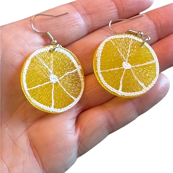 Lightweight Yellow Lemon Drop Earrings - Picture 4 of 4